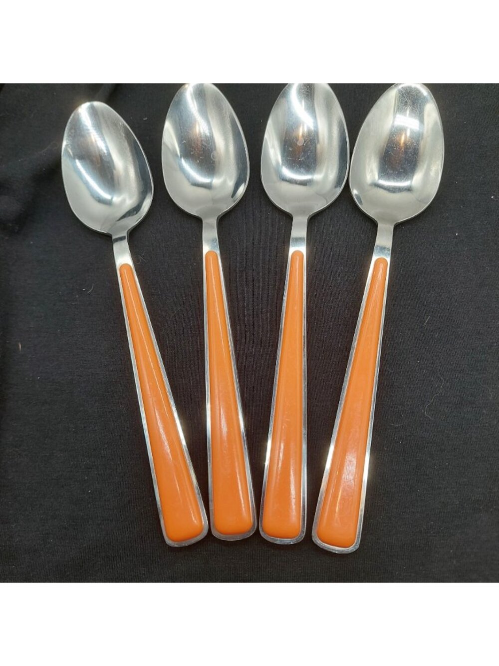 Fiesta Retired Merengue Flatware Spoons Orange Stainless Set Of 4 Size 8"